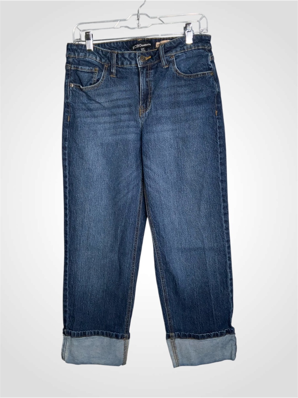 BCBGeneration Blue Cropped Cuffed Mid Rise Jeans - 5/27